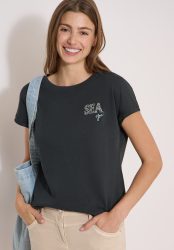 Cecil Kurzarmshirt Sommershirt mit Rundhals und Embroidery