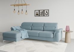 sit&more Ecksofa »Sinatra«, mit Recamiere, optinal mit Kopfteilverstellung und Armteilfunktion oder Kopfteilverstellung, Armteilfunktion, Bettfunktion und Bettkasten, chromfarbene Metallfüsse