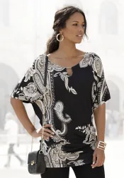 LASCANA Jerseykleid mit Zierdetail am Ausschnitt, sommerliches Tunikakleid, Strandkleid
