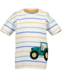 Blue Seven T-Shirt mit geringeltem, gestreiftem und bedrucktem Design, Allover-Druck