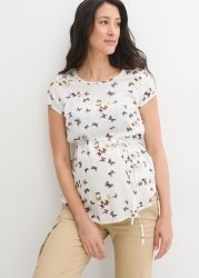 bonprix Umstandsbluse figurumspielende Passform, mit kurzem Arm, mit Bindeband
