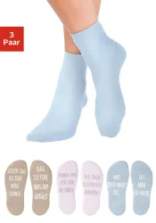 Arizona Kuschelsocken Packung, 3 Stk. tlg. mit Antirutsch in Form eines Spruches