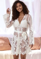 LASCANA Kimono aus traumhafter Eyelash-Spitze, sexy Dessous, Reizwäsche