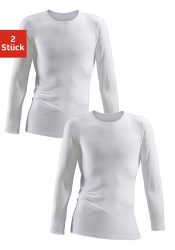Clipper Unterhemd 2 Stk. schlichtes Basic, Unterziehshirt - in Feinripp, Langarmshirt