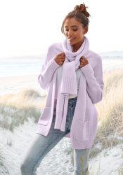 Vivance Strickjacke Set, mit Schal, aus kuscheliger Strickqualität, Cardigan