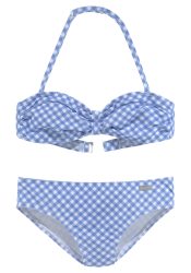 Buffalo Bandeau-Bikini »Karo Kids«, mit unifarbenen Details