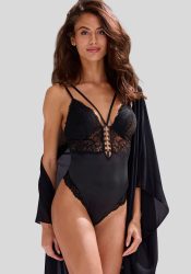 JETTE Stringbody ohne Bügel aus feiner Jacquardspitze, sexy Dessous, Reizwäsche