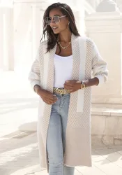 LASCANA Longstrickjacke aus flauschigem Strick, Cardigan mit langen Ärmeln