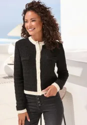LASCANA Strickjacke mit dezentem Lurexgarn, Kontrastbündchen, casual-chic, elegant