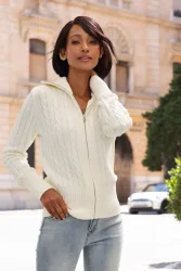 LASCANA Strickjacke mit Zopfstrickmuster, gemütlicher Cardigan mit Reissverschluss