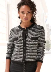 LASCANA Strickjacke mit Karomuster, markante Knopfleiste, casual-chic