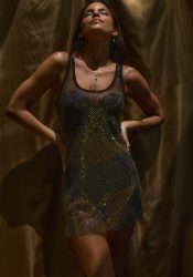 JETTE Negligé mit bunt glitzerndem Strass, sexy Dessous, Reizwäsche
