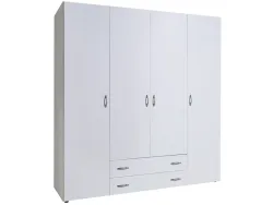 Drehtürenschrank BAKER weiss 4 Türen 2 Schubladen