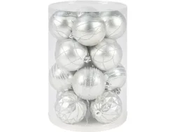 Set 16 Weihnachtskugeln HOLY Ø8cm silberfarben