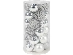Set 30 Weihnachtskugeln HOLY Ø6cm silberfarben