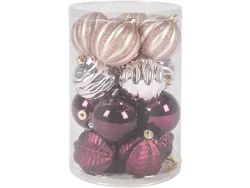 Set 16 Weihnachtskugeln HOLY Ø8cm hellrosa
