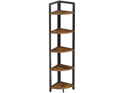 Pricenet - 5-stufiges Industrie-Eckregal, 5 kg belastbar, rustikales Braun/Schwarz, 150 cm