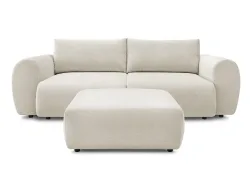 3er Sofa mit Hocker BOBOCHIC LUCIEN Stoff beige
