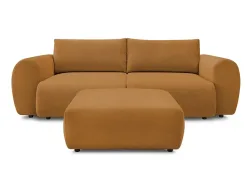 3er Sofa mit Hocker BOBOCHIC LUCIEN Stoff gelb