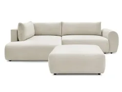 Ecksofa mit Hocker BOBOCHIC LUCIEN Stoff beige