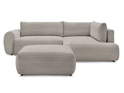 Ecksofa mit Hocker BOBOCHIC LUCIEN Cord-Stoff taupe
