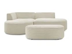 Ecksofa mit Hocker BOBOCHIC ROUSSEAU Cord-Stoff beige