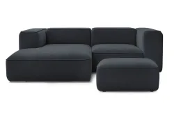 Ecksofa mit Hocker BOBOCHIC ZEPHYR Stoff mit Textur dunkelblau