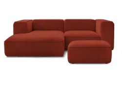 Ecksofa mit Hocker BOBOCHIC ZEPHYR Stoff mit Textur orange