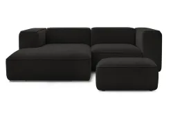Ecksofa mit Hocker BOBOCHIC ZEPHYR Stoff mit Textur schwarz