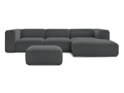 Ecksofa mit Hocker BOBOCHIC ZEPHYR Stoff mit Textur dunkelgrau