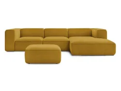 Ecksofa mit Hocker BOBOCHIC ZEPHYR Stoff mit Textur gelb