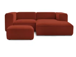 Ecksofa mit Hocker BOBOCHIC ZEPHYR Stoff mit Textur orange