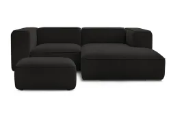 Ecksofa mit Hocker BOBOCHIC ZEPHYR Stoff mit Textur schwarz