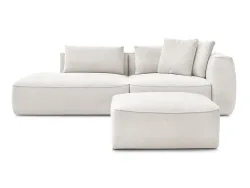 3er Sofa mit Hocker BOBOCHIC LEOPOLD Stoff chiniert weiss