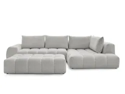 Ecksofa mit Hocker BOBOCHIC EVEREST Stoff chiniert hellgrau