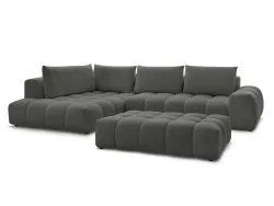 Ecksofa mit Hocker BOBOCHIC EVEREST Stoff chiniert dunkelgrau