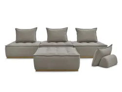 3er Sofa mit Hocker BOBOCHIC ELISA Stoff mit Textur taupe