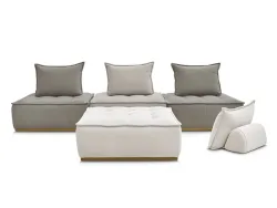 3er Sofa mit Hocker BOBOCHIC ELISA Stoff mit Textur mehrfarbig