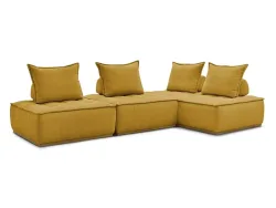 Ecksofa BOBOCHIC ELISA Stoff mit Textur gelb