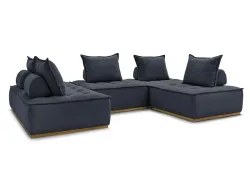 Wohnlandschaft BOBOCHIC ELISA Stoff mit Textur dunkelblau