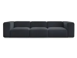 3er Sofa BOBOCHIC ZEPHYR Stoff mit Textur dunkelblau