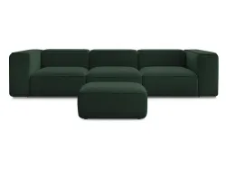 3er Sofa mit Hocker BOBOCHIC ZEPHYR Stoff mit Textur grün