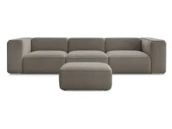3er Sofa mit Hocker BOBOCHIC ZEPHYR Stoff mit Textur taupe