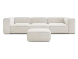 3er Sofa mit Hocker BOBOCHIC ZEPHYR Stoff mit Textur weiss