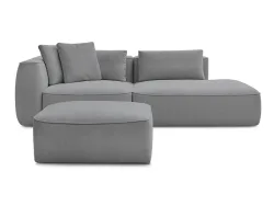 3er Sofa mit Hocker BOBOCHIC LEOPOLD Stoff chiniert hellgrau
