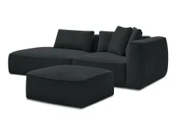 3er Sofa mit Hocker BOBOCHIC LEOPOLD Stoff chiniert dunkelgrau