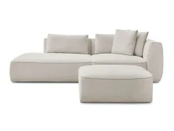 3er Sofa mit Hocker BOBOCHIC LEOPOLD Stoff mit Textur beige