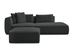 3er Sofa mit Hocker BOBOCHIC LEOPOLD Stoff mit Textur schwarz