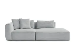 3er Sofa BOBOCHIC LEOPOLD Cord-Stoff hellgrau