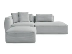 3er Sofa mit Hocker BOBOCHIC LEOPOLD Cord-Stoff hellgrau